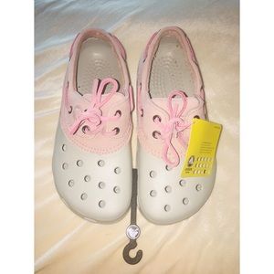NWT HTF PINK/WHITE ISLANDER CROCS W7/M5 ADORABLE!